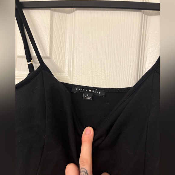 Haute Monde Black Mini Dress with Gold Buttons - Picture 4 of 6